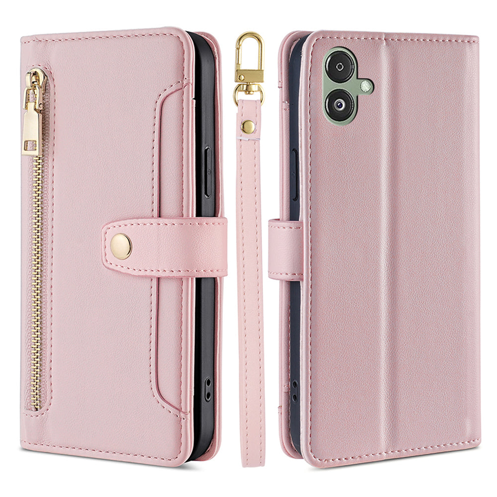 For Samsung Galaxy F14 5G Zipper Pocket Phone Case Anti-Drop PU Leather Wallet Phone Shell with 2 Straps For Samsung Galaxy F14 5G Zipper Pocket Phone Case Anti-Drop PU Leather Wallet Phone Shell with 2 Straps